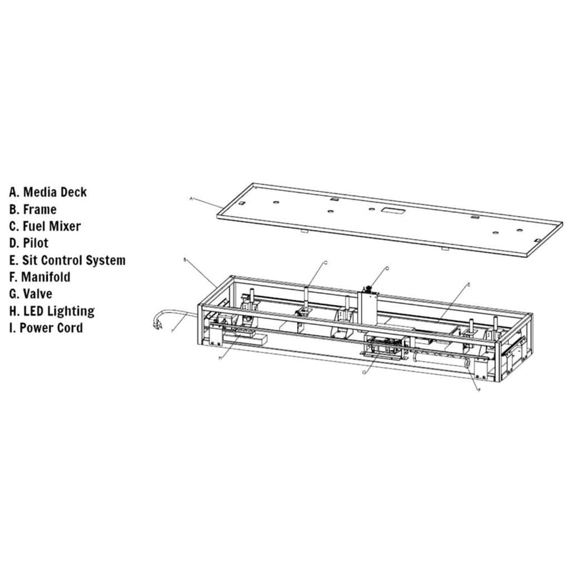 Grand Canyon Bedrock 72" Traditional Vented Drop-In Gas Burner with GlowFire Logs