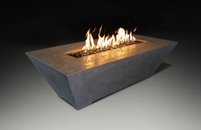 Grand Canyon Olympus Rectangular GFRC Fire Pit Table - 60" x 30" x 18" Gray, Propane