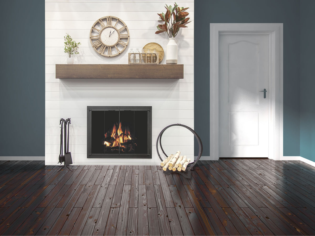 Custom Metal Floating Mantel Shelf: Non-Combustible, Wood Grain Walnut, Any Size