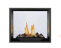 Napoleon High Definition 81 see-through direct vent gas fireplace product shot with rock set