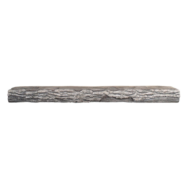 Half Round Log Non-Combustible Concrete Mantel Shelf Weathered Grey Finish