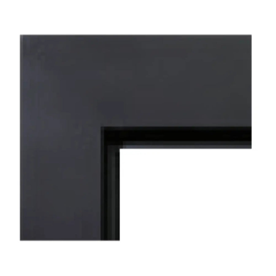 Fireplace Surround / Opening 41.75 width x 19.25 height 2 inch wide frame / matte black / 3 Sided Overlap left right bottom