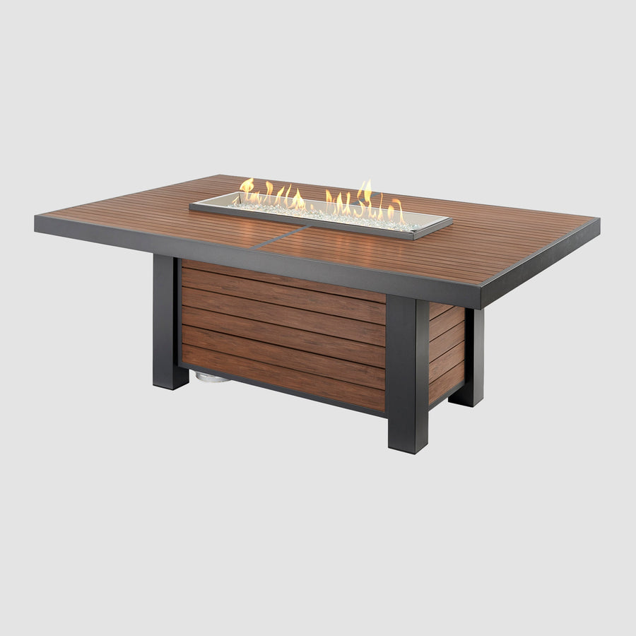 Outdoor GreatRoom Kenwood and Brooks Linear Dining-Height Gas Fire Pit Table