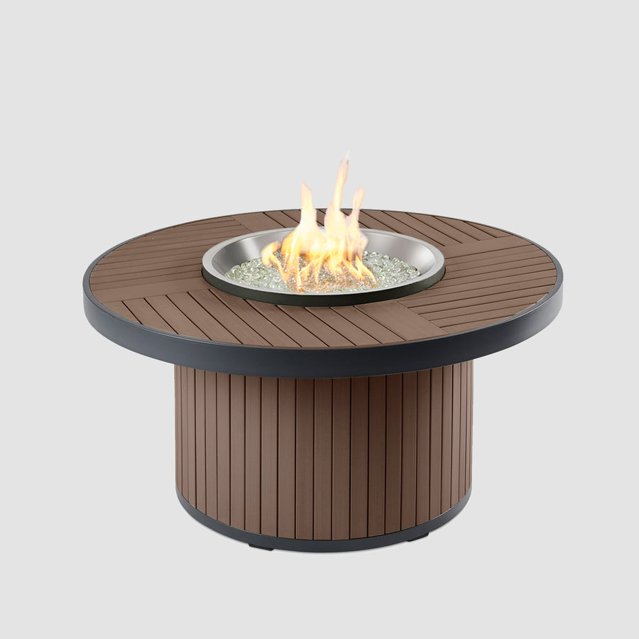 Outdoor GreatRoom Kenwood and Brooks Round Chat-Height Gas Fire Pit Table
