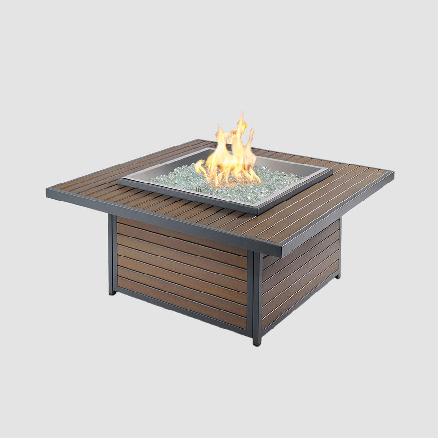 Outdoor GreatRoom Kenwood and Brooks Square Chat-Height Gas Fire Pit Table