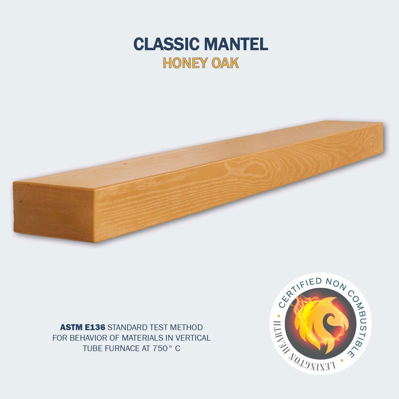 Lexington Classic non-combustible concrete mantel in Honey Oak — official manufacturer product photograph