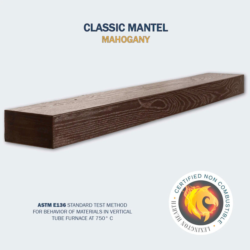 Lexington Classic non-combustible concrete mantel in Mahogany — official manufacturer product photograph
