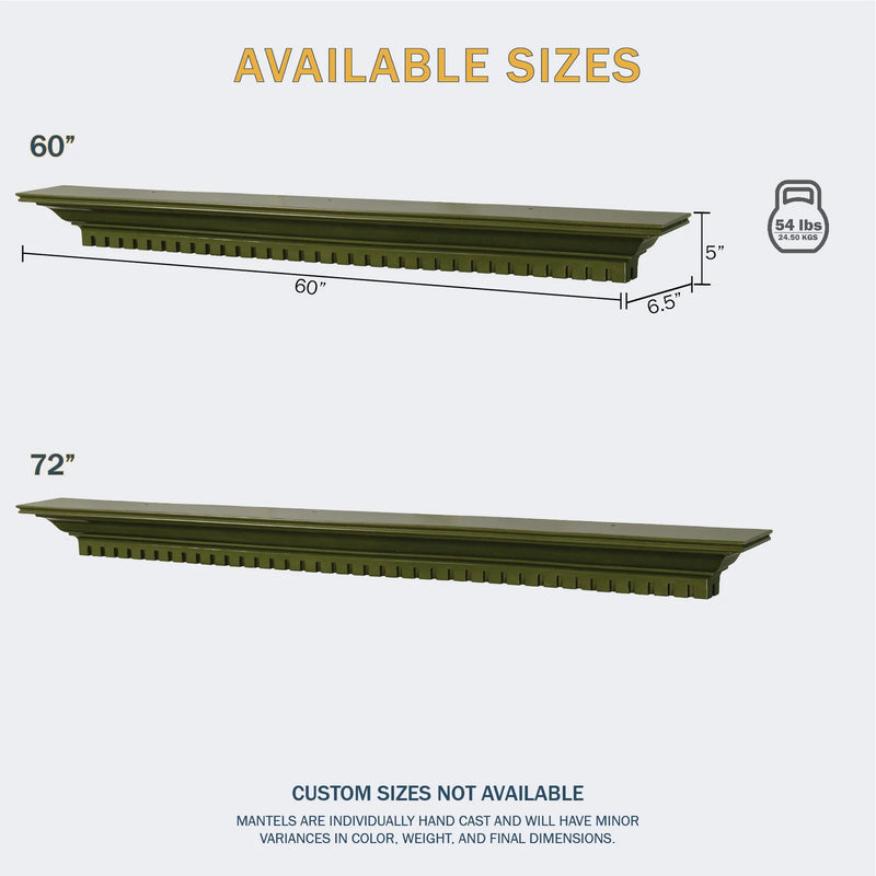 Federal Non-Combustible Mantel Shelf Avocado Finish