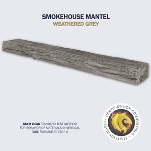 Smokehouse Non-Combustible Concrete Mantel Shelf Weathered Grey Finish