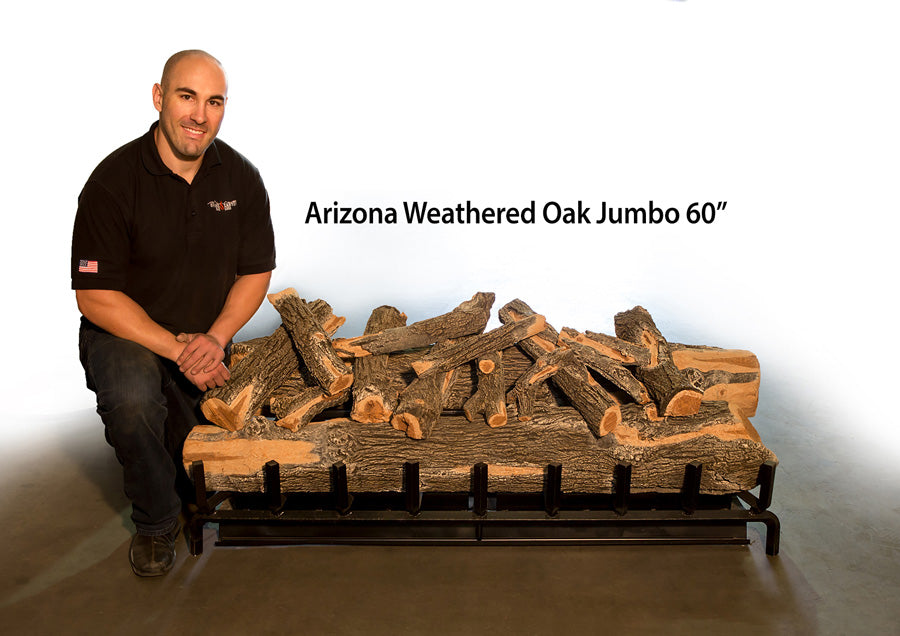 60" Arizona Weathered Oak Vented Gas Log Set | Grand Canyon
