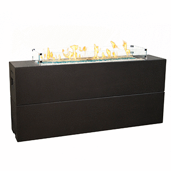 Milan Linear Firetable tall handcrafted outdoor concrete firetable with stainless steel burner