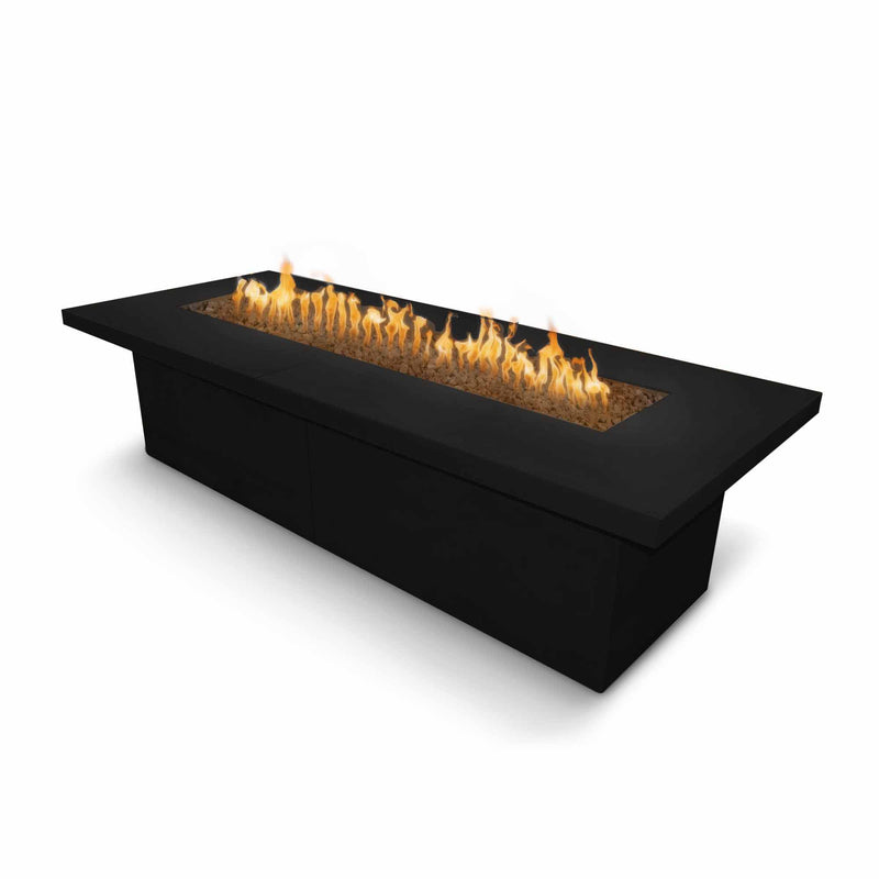 The Outdoor Plus Newport GFRC 144" Fire Table — Black | Plug & Play Electronic Ignition with Dial Timer Panel