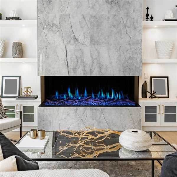 Modern Flames Orion Multi 76-Inch Three-Sided Electric Fireplace with Allwood Wall System - Model OR76-MULTI