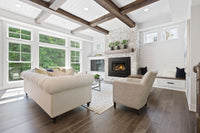 Napoleon Rosedale 3 gas insert lifestyle shot with Westminster panels and birch logs
