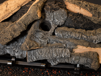 30" Rustic Timbers Vented Gas Log Set | Hargrove — close-up bark and ember detail
