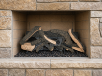 36" Rustic Timbers Vented Gas Log Set | Hargrove — installed in masonry fireplace