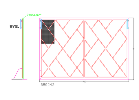 Custom Steel Fireplace Screen / 51"H x 73-1/4" W / Bronze Burst / Crating Fee