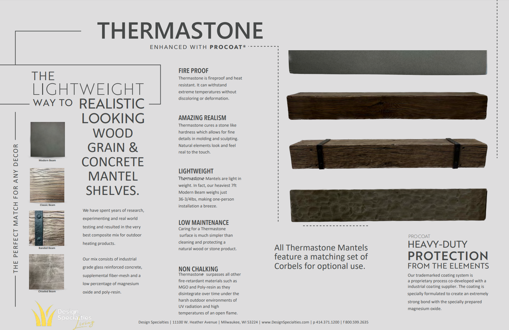 Non-Combustible Concrete Mantel Shelves By Design Specialties - Banded