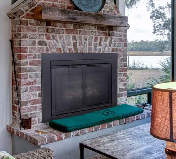 Ardmore Flat Black Masonry Fireplace Door | Sleek & Modern Fireplace Doors | Standard Sizes | Durable Steel Frame - Clearance Sale