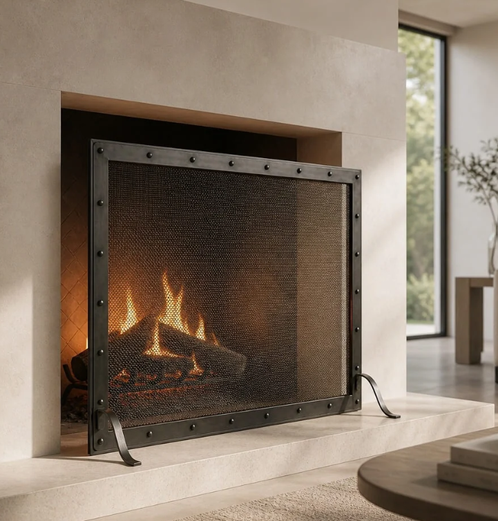 Upcharge Custom Fireplace Screen 9369 - W + H = 87″ Extra Large: 81-89 Size adjustment +$325