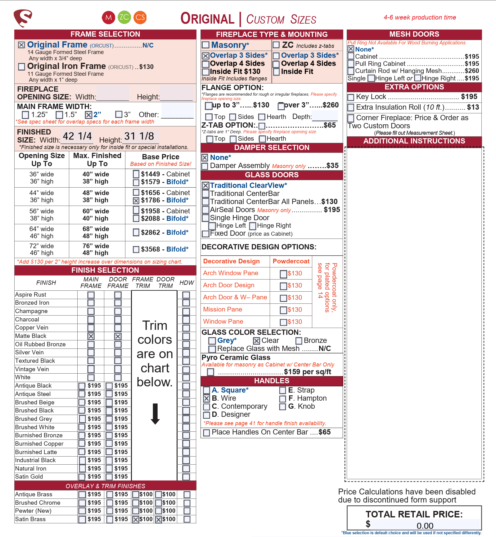 Original Fireplace Doors - Order 7998