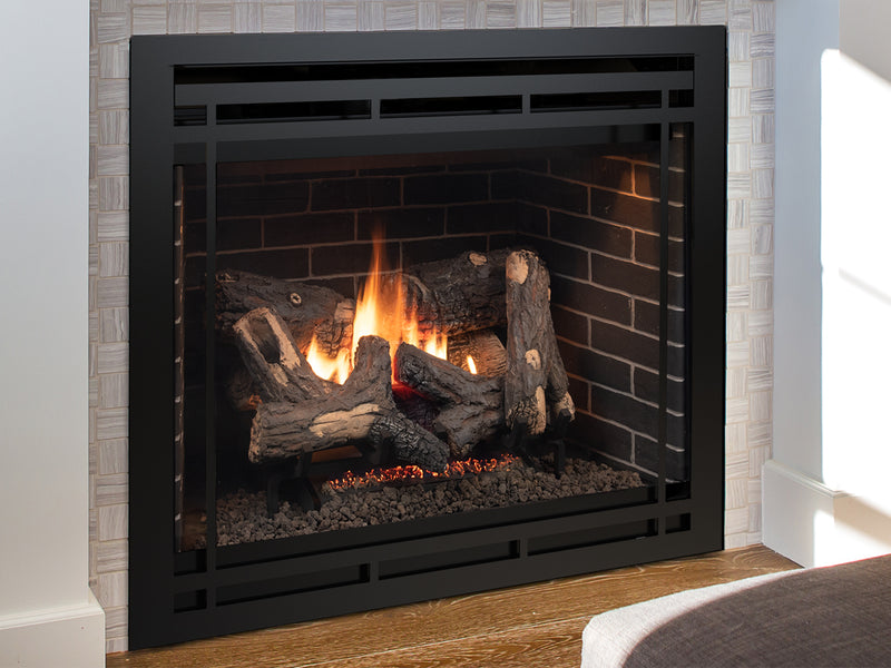 Superior DRT4240 with Craftsman Black interior and log set, straight-on product shot