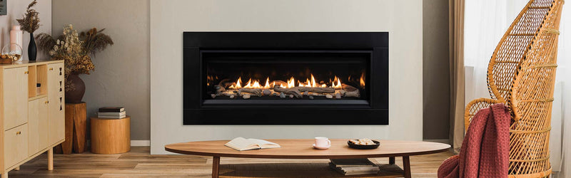 Superior DRL3535 linear direct-vent gas fireplace lifestyle room scene hero banner