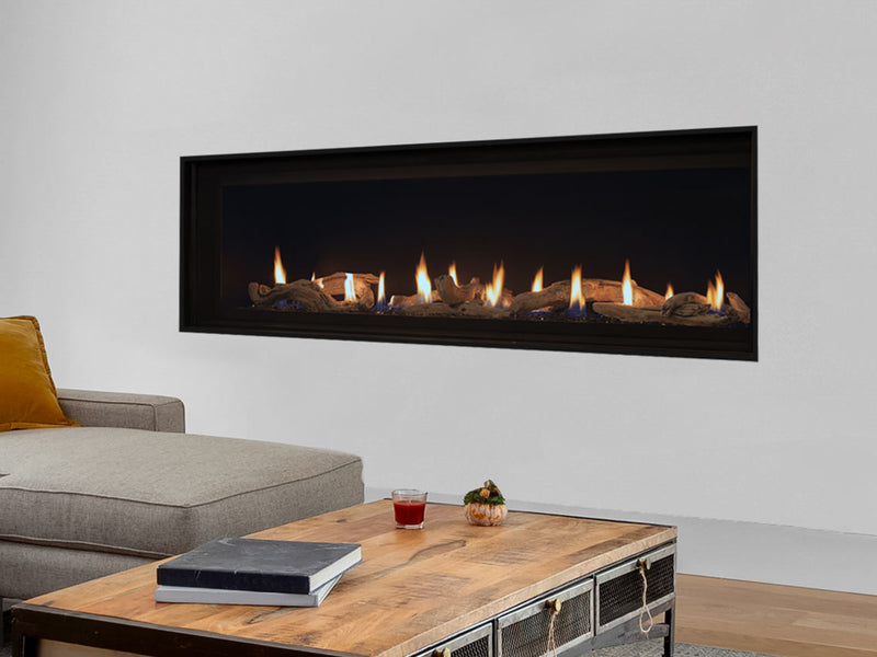 Superior DRL4048 linear direct-vent gas fireplace product shot, alternate interior media option