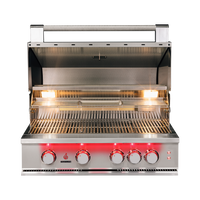 TrueFlame 32-Inch Built-In Gas Grill — manufacturer open-hood view
