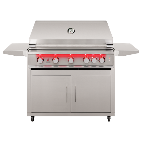 TrueFlame TF40 gas grill with CART-TF-40DC stainless steel cart