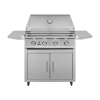 TrueFlame TFE32 gas grill with CART-TF-32DC stainless steel cart