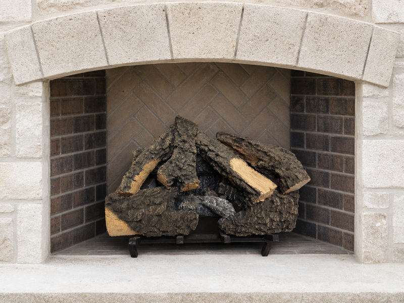 21" Timbers Vented Gas Log Set | Hargrove — installed in masonry fireplace