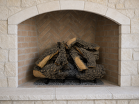 24" Timbers Vented Gas Log Set | Hargrove — installed in masonry fireplace