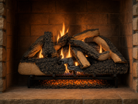 30" Timbers Vented Gas Log Set | Hargrove — lit with warm flame