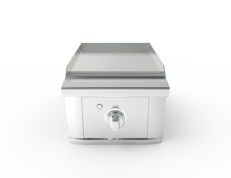Wildfire Ranch Pro 15″ Built-In Side Griddle — manufacturer photograph; optional installation finishes may be shown