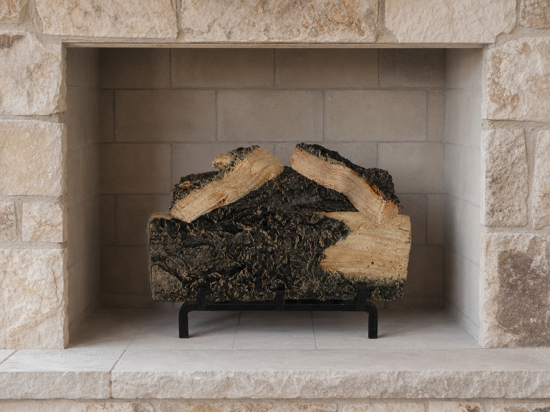 15" Western Pine Vented Gas Log Set | Hargrove — installed in masonry fireplace