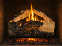 15" Western Pine Vented Gas Log Set | Hargrove — lit with warm flame