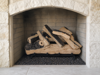 24" Western Pine Vented Gas Log Set | Hargrove — installed in masonry fireplace