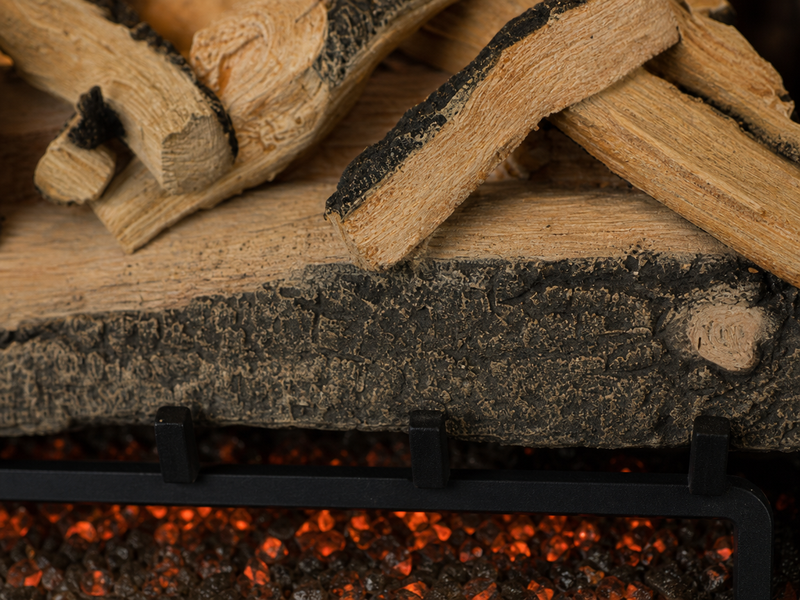 30" Western Pine Vented Gas Log Set | Hargrove — close-up bark and ember detail