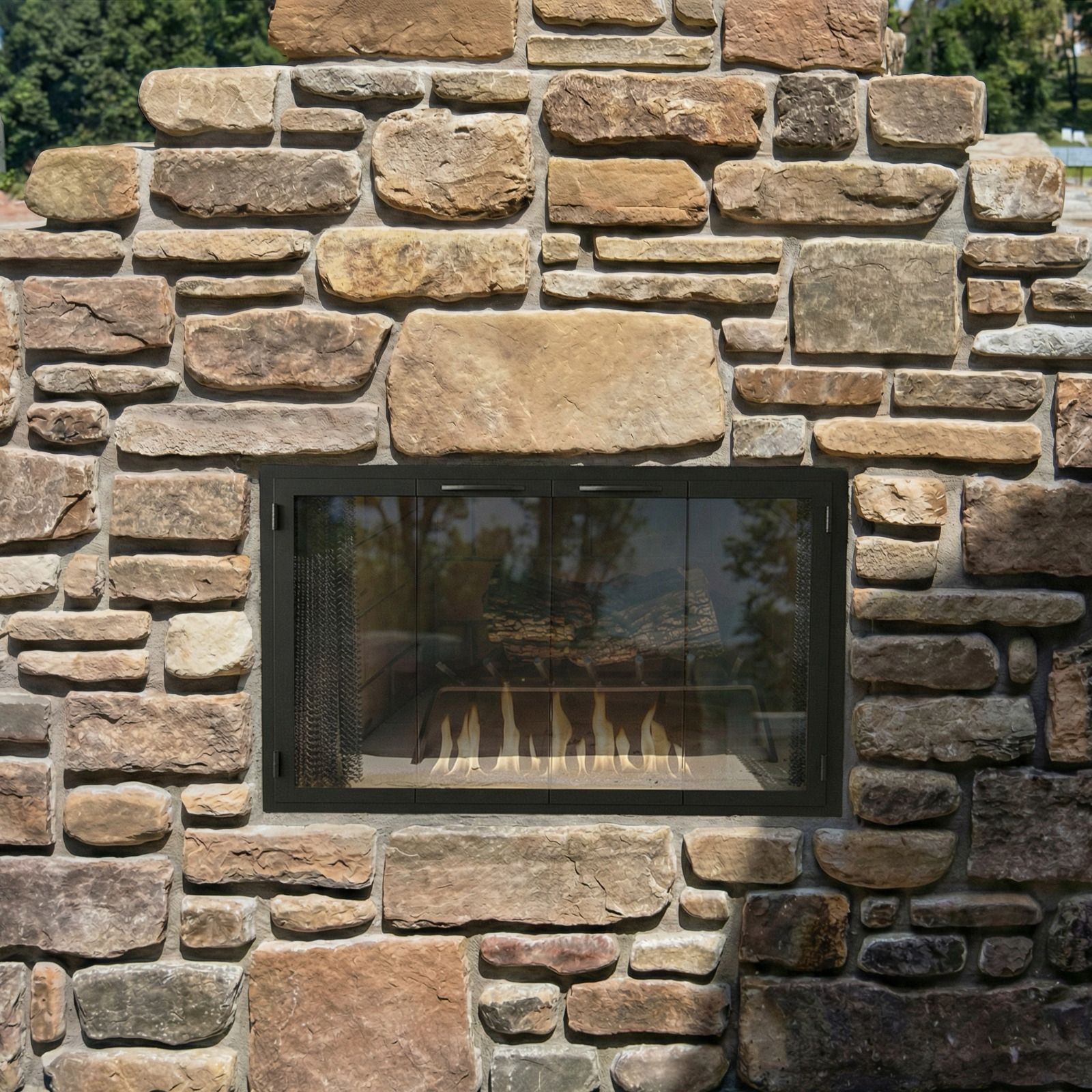 Stainless Steel Legend Slim Bi-Fold Doors with Matte Black Finish and Clear Ceramic Glass