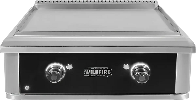 Wildfire Ranch Pro 30-Inch Built-In Gas Griddle — black stainless steel fascia