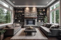 American Hearth Hamilton family — manufacturer installation photograph showing separately sold lining and finishes