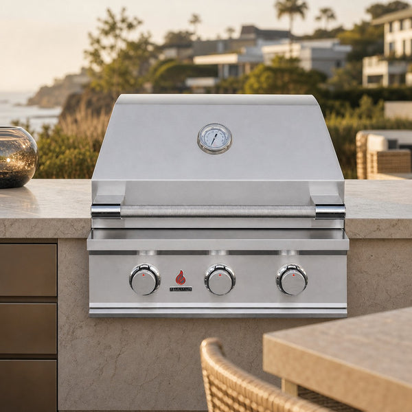 TrueFlame E Series 25" 3-Burner Built-In Gas Grill — lifestyle