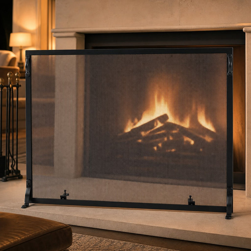 Colonial Flat Fireplace Screen - 38" x 30" — lifestyle