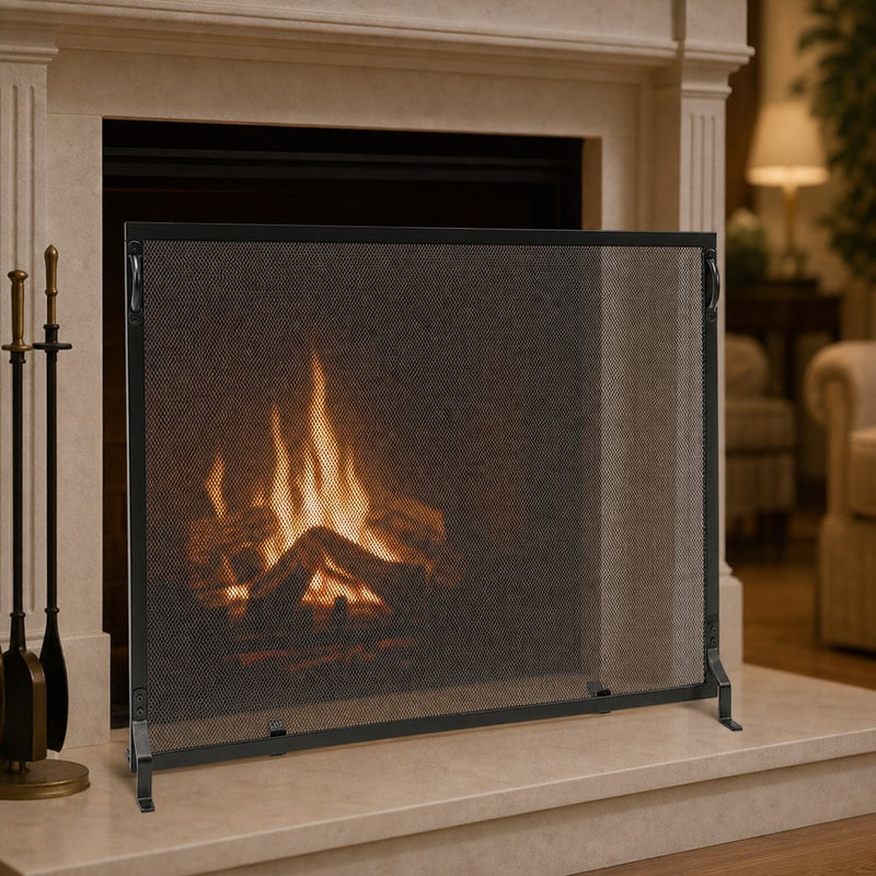Plain Flat Fireplace Screen -  38" x 30" — lifestyle