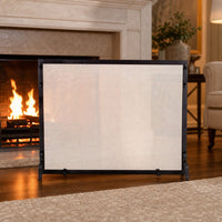 Framed Black Wrought Iron Single Panel Screen - 44" x 34" — lifestyle