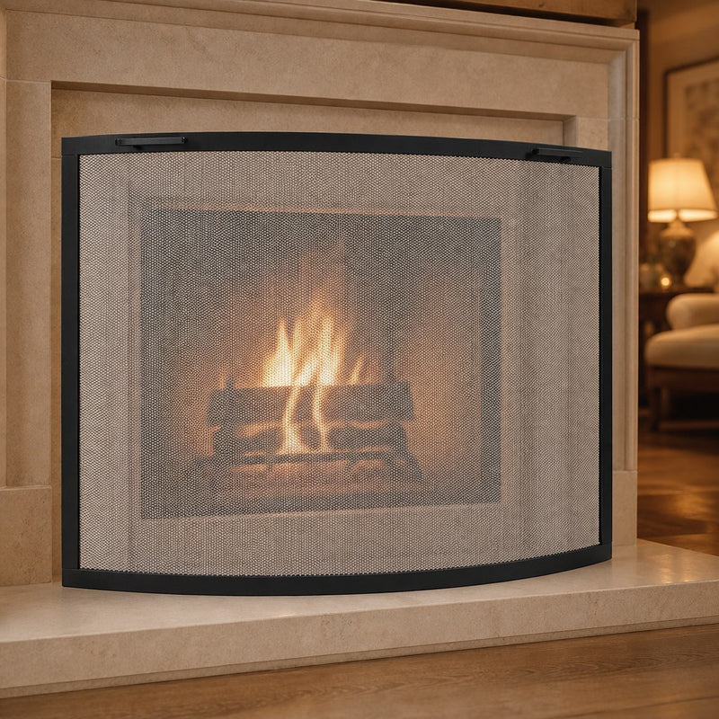 Classic Bowed Fireplace Screen — lifestyle