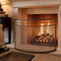 Arts and Crafts Curved Fireplace Screen — lifestyle