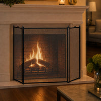 3 Fold Black Fireplace Screen (S-1121) — lifestyle