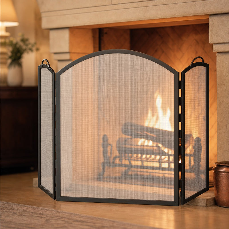 Three Panel Arched Fireplace Screen - Large — lifestyle